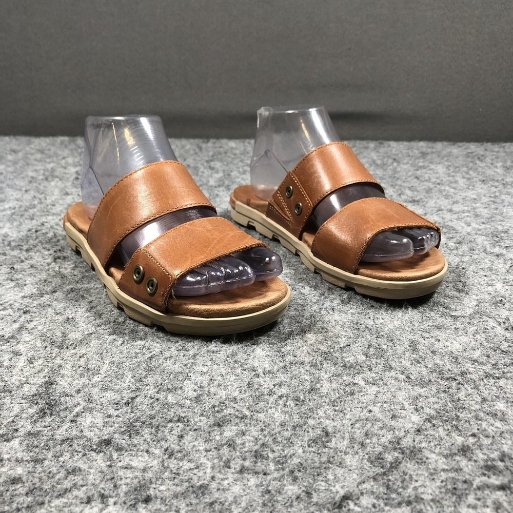 Sorel‎ Slide Sandals Womens 6 Brown Leather Double Strap Comfort NL2937-224